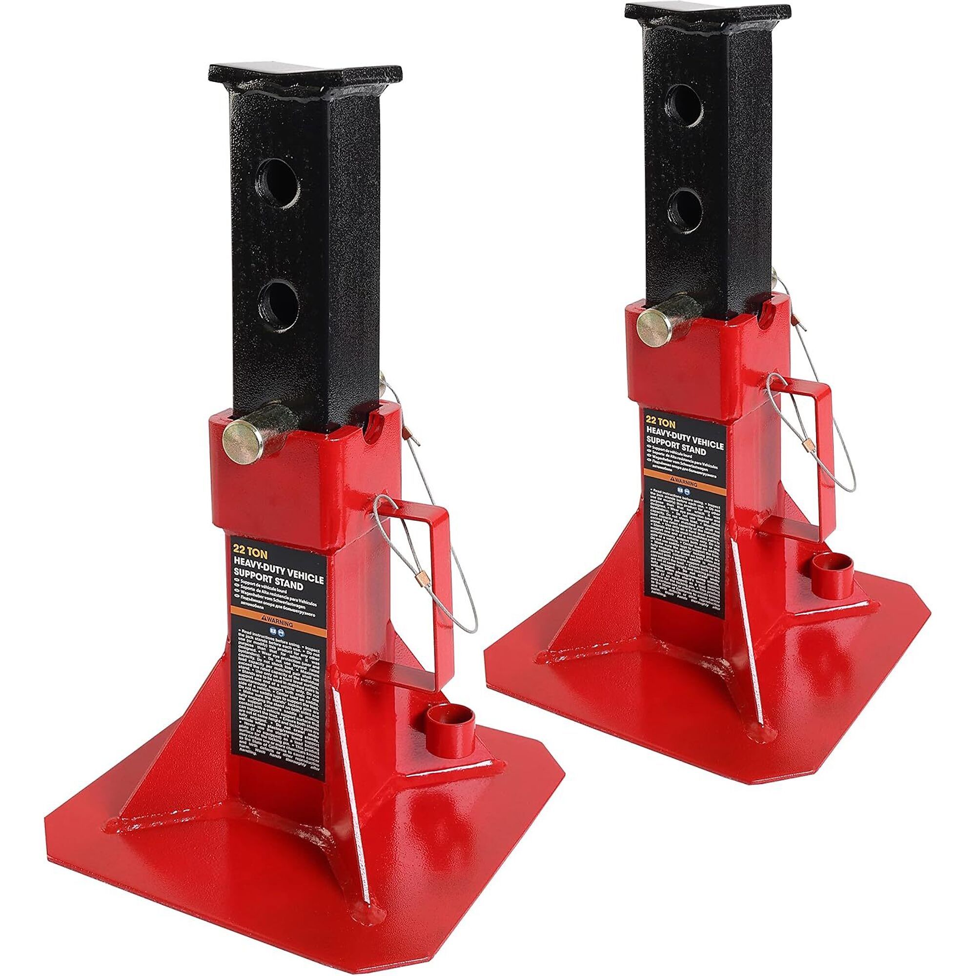 Torin Big Red Heavy-Duty Jack Stands — 22 Ton Capacity, 19.68in. Max Height, Lock Pins, Model# ATZ220005R